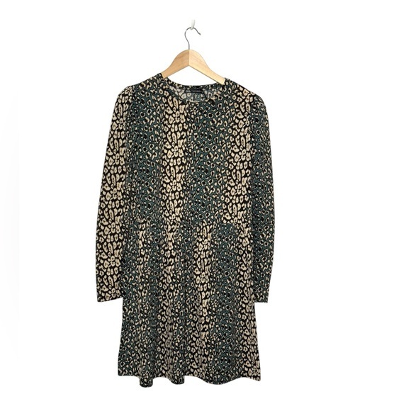 Zara ombré animal blue leopard print pullover dress medium - Picture 1 of 5
